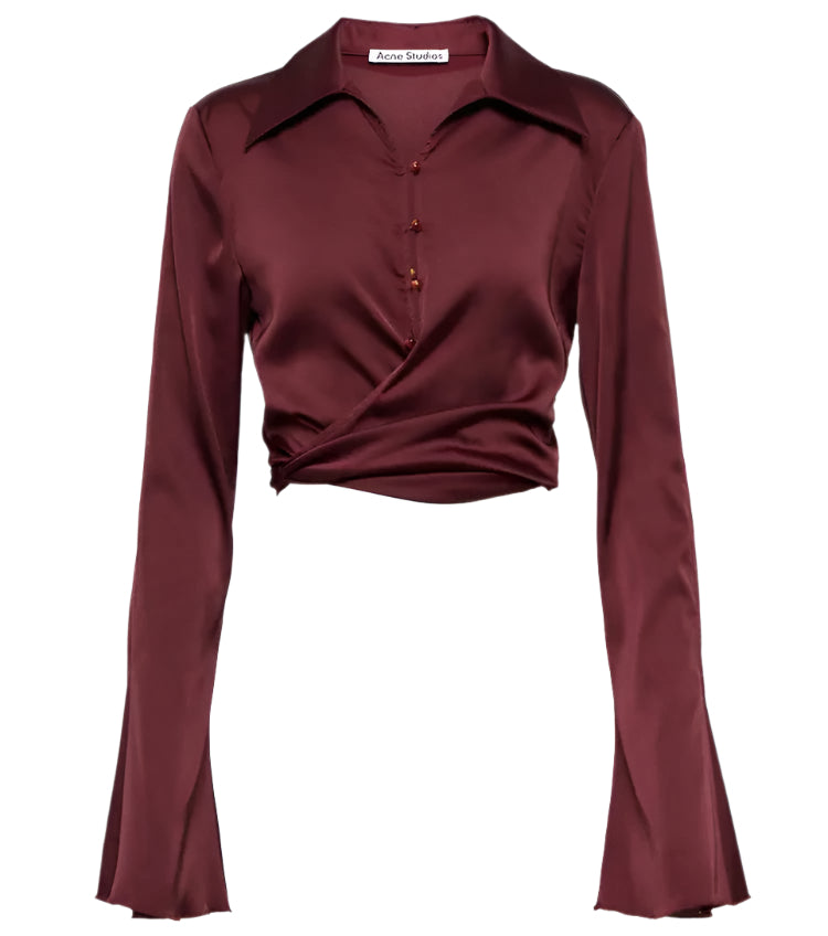 Everlasting Satin Wrap Front Blouse